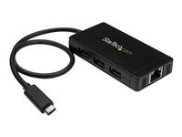 StarTech.com USB-C-hubb med 3 portar och Gigabit Ethernet - USB-C till 3x USB-A - USB 3.0 - strömadapter medföljer - Hubb - 3 x SuperSpeed USB 3.0 + 1 x 10/100/1000 - skrivbordsmodell HB30C3A1GE