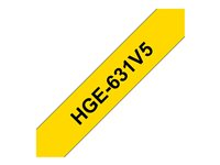 Brother HGE-631V5 - Svart på gult - Rulle (1,2 cm x 8 m) 5 kassett(er) bandlaminat - för P-Touch PT-9500pc, PT-9700PC, PT-9800PCN HGE631V5