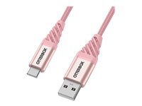 OtterBox Premium - USB-kabel - USB-C (hane) till USB (hane) - USB 2.0 - 3 A - 1 m - glittrande rosa 78-52540