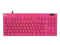 Logitech G PRO X RAPID - Tangentbord - TKL - bakgrundsbelyst - USB - AZERTY - fransk - tangentbrytare: Linear - rosa 920-013249