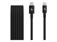 Beats - Lightning-kabel - 24 pin USB-C hane till Lightning hane - 1.5 m - bultsvart - flätad kabel, snabbladdning, förstärkt design MDGK4ZM/A