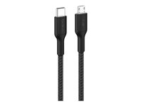 Belkin BoostCharge Pro - USB-kabel - 24 pin USB-C (hane) till mikro-USB typ B (hane) - 1 m - USB Power Delivery (15W), flätad kabel CAB026HQ1MBK