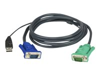 ATEN 2L-5202U - Tangentbords-/video-/muskabel - USB, HD-15 (VGA) (hane) till 15 stifts SPHD (hane) - 1.8 m - tumskruvar - för ATEN CS1304 G2 0x1x4, CS1308 G2 0x1x8, CS1316 G2 0x1x16 Q5T68A