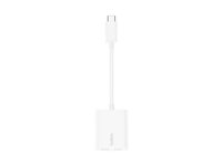 Belkin Connect Audio + Charge - USB-C till USB-C-hörlurar/laddningsadapter - 24 pin USB-C hane till 24 pin USB-C hona - 14 m - vit - USB Power Delivery (60W) F7U081BTWH