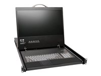 Eaton Tripp Lite Series 8-Port IP Rack Console Cat5 KVM Switch 19" LCD 1+1 User 1URM TAA - KVM-konsol med omkopplare för tangentbord/video/mus - 8 portar - PS/2, USB - 19" - kan monteras i rack - 1366 x 768 - svart - 1U B070-008-19-IP