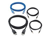 Eaton Tripp Lite Series DisplayPort KVM Cable Kit for Tripp Lite B005-DPUA2-K and B005-DPUA4 KVM, 4K DP, USB 3.1, 3.5 mm, 6 ft. - Video/USB-/ljudkabelsats - USB 3.1 Gen 1 / DisplayPort 1.2 - 1.8 m - stöd för 4K - svart, blå P785-DPKIT06