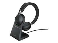 Jabra Evolve2 65 MS Stereo - Headset - på örat - Bluetooth - trådlös - USB-A - ljudisolerande - svart - med laddningsställ - Certifierad för Microsoft-teams 26599-999-989