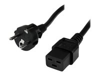 StarTech.com 2 m nätsladd för dator, 16AWG, EU Schuko till C19, 16 A 250 V, svart ersättningsnätsladd, nätsladd för skrivare, strömförsörjningskabel för dator, nätsladd för bildskärm - UL-listad - Strömkabel - IEC 60320 C19 till power CEE 7/7 (hane) - AC 250 V - 2 m - formpressad - svart PXTEUC192M