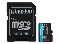 Kingston Canvas Go! Plus - Flash-minneskort (microSDXC till SD-adapter inkluderad) - 512 GB - A2 / Video Class V30 / UHS-I U3 / Class10 - mikroSDXC UHS-I SDCG4/512GB