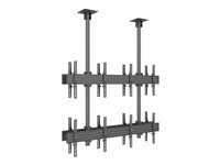 Multibrackets M Ceiling Mount Pro MBC2X2U2 - Monteringssats (2 takplattor, 12 skenor, 16 fasta armar, 4 stångklämmor, 8 förlängningsrör (80 cm), 2 skydd för takplattor) - för 8 LCD-bildskärmar - aluminium, stål - svart - skärmstorlek: 40"-65" - takmonterbar 7350073733590