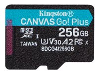 Kingston Canvas Go! Plus - Flash-minneskort - 256 GB - A2 / Video Class V30 / UHS-I U3 / Class10 - mikroSDXC UHS-I SDCG4/256GBSP