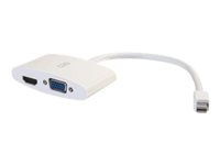 C2G 20cm Mini DisplayPort to HDMI or VGA Adapter Converter 4K UHD - White - Videokort - Mini DisplayPort hane till HDMI, 15 pin D-Sub (DB-15) hona - 20.3 cm - skärmad - vit - stöd för 4K 80936