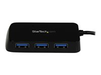 StarTech.com Bärbar SuperSpeed mini USB 3.0-hubb med 4 portar - Svart - Hubb - 4 x SuperSpeed USB 3.0 - skrivbordsmodell - för P/N: FCREADMICRO3, MSDREADU3CA, USB3S2ESATA3 ST4300MINU3B