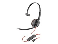 HP Poly Blackwire 3210 - 3200 Series - headset - på örat - kabelansluten - USB-C - svart - Skype-certifierat, Cisco Jabber-certifierad, Avaya-certifierad 80S09AA