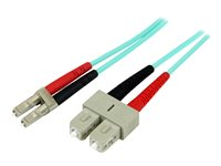 StarTech.com 2m Fiber Optic Cable - 10 Gb Aqua - Multimode Duplex 50/125 - LSZH - LC/SC - OM3 - LC to SC Fiber Patch Cable (A50FBLCSC2) - Patch-kabel - LC multiläge (hane) till SC-läge (multi-mode) (hane) - 2 m - 2 m - fiberoptisk - duplex - 50/125 mikron - havsblå A50FBLCSC2