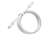 OtterBox Standard - USB-kabel - USB-C (hane) till USB-C (hane) - USB 2.0 - 3 A - 3 m - Strömförsörjningsstöd - molndammig vit 78-52674