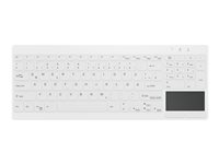 CHERRY Medical AK-C7412F - Tangentbord - kompakt - compact - med pekplatta - trådlös - 2.4 GHz, USB-C - QWERTY - hela norden - tangentbrytare: Tactile - vit AK-C7412F-GFUS-W/NOR