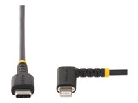 StarTech.com 6ft (2m) Durable USB-C to Lightning Cable - Right-Angled Heavy Duty Aramid Fiber USB Type-C to Lightning Charging/Sync Cord - Apple MFi Certified - Rugged iPhone Lightning Cable - Lightning-kabel - 24 pin USB-C hane till Lightning hane - 2 m - svart RUSB2CLTMM2MR