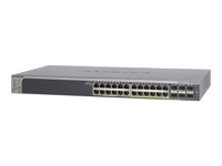 NETGEAR Gigabit Stackable Smart Switch GS728TPS (2nd Generation) - Switch - Administrerad - 16 x 10/100/1000 (PoE) + 8 x 10/100/1000 (PoE+) + 4 x Gigabit SFP - skrivbordsmodell, rackmonterbar - PoE GS728TPSB-100EUS