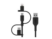 Belkin BoostCharge Universal - USB-kabel - USB hane till mikro-USB typ B, Lightning, 24 pin USB-C hane - 1 m CAC001BT1MBK