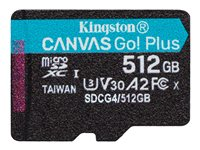 Kingston Canvas Go! Plus - Flash-minneskort - 512 GB - A2 / Video Class V30 / UHS-I U3 / Class10 - mikroSDXC UHS-I SDCG4/512GBSP