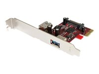 StarTech.com 2 port PCI Express SuperSpeed USB 3.0 Card with UASP Support - 1 Internal 1 External - Dual Port PCIe USB 3.0 Adapter (PEXUSB3S11) - USB-adapter - PCIe 2.0 låg profil - USB, USB 2.0, USB 3.0 - 2 portar - för StarTech.com 4-Port PEXUSB3S11