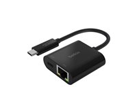 Belkin - Ethernet och laddningsadapter - USB-C - Gigabit Ethernet x 1 + USB-C (endast ström) x 1 INC001BTBK