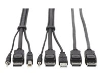 Eaton Tripp Lite Series Dual DisplayPort KVM Cable Kit 4K USB 3.5 mm Audio 3xM/3xM 6ft - Video/USB/ljud-kabel - USB, minijack, DisplayPort (hane) till USB typ B, minijack, DisplayPort (hane) - 1.83 m - stöd för 4K - svart P783-006-DP