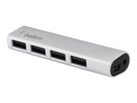 Belkin Ultra-Slim Aluminium Series 4-Port USB 2.0 Hub - Hubb - 4 x USB 2.0 - skrivbordsmodell F4U038CW