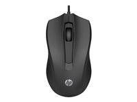 HP 105 - Mus - höger- och vänsterhänta - optisk - 3 knappar - kabelansluten - USB-A - svart 822M9UT