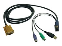 Eaton Tripp Lite Series 10ft USB / PS2 Cable Kit for KVM Switch B020-U08 / U16 10' - Tangentbords-/video-/mus-/USB-kabel - 18-stifts SPHD (hane) till USB, PS/2, HD-15 (VGA) (hane) - 3 m - svart P778-010