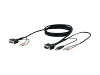 Belkin SOHO KVM Replacement Cable Kit - Kabel för tangentbord/mus/video/ljud - USB, HD-15 (VGA), mini-phone stereo 3.5 mm (hane) till HD-15 (VGA), mini-phone stereo 3.5 mm (hane) - 4.6 m - grå F1D9103-15